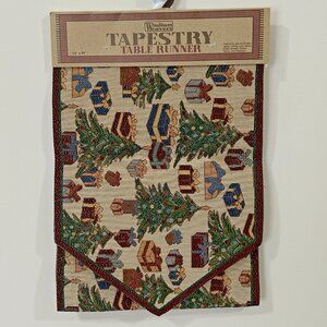 WINDHAM WEAVERS Christmas Table Runner 13x54 Metallic NEW Fabric Blend Lined